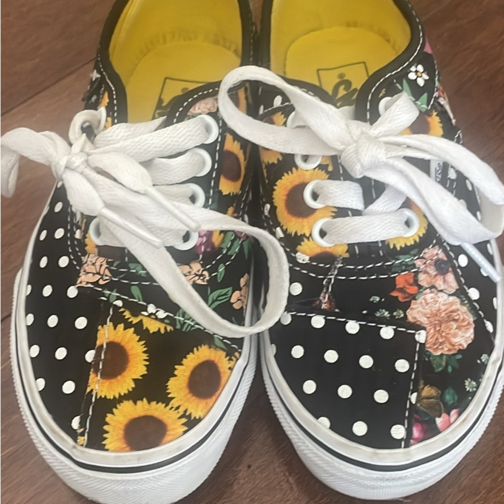 Vans Black Floral and Polka Dot Sneakers